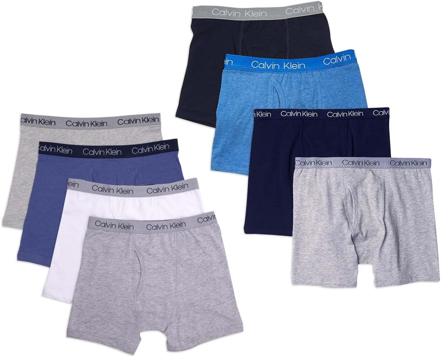 Комплект из восьми пар трусов-боксеров для мальчиков Calvin Klein, Blue/Heather Grey/White
Комплект из восьми пар трусов-боксеров для мальчиков Calvin Klein, Blue/Heather Grey/White