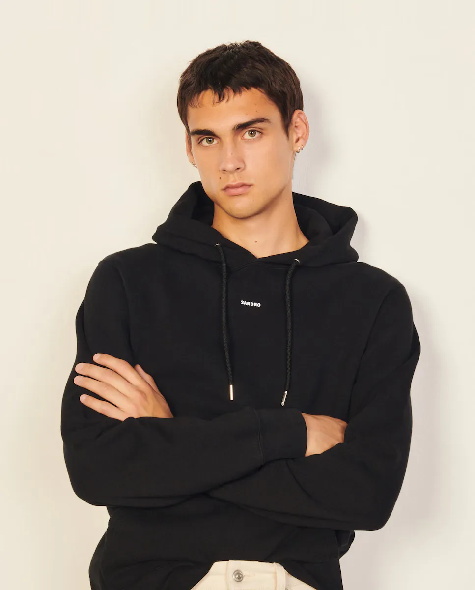 Мужская толстовка с капюшоном из органического хлопка с вышивкой Sandro, черный
Мужская толстовка с капюшоном из органического хлопка с вышивкой Sandro, черный
