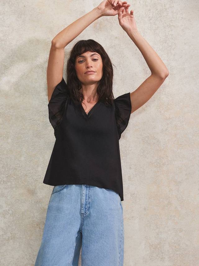 Топ с хлопковыми рукавами-фонариками Ro&Zo, Black
Топ с хлопковыми рукавами-фонариками Ro&Zo, Black