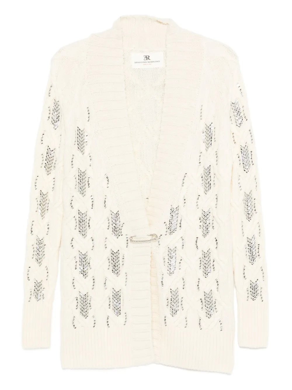 Кардиган фактурной вязки с пайетками Ermanno Scervino, нейтральный
Кардиган фактурной вязки с пайетками Ermanno Scervino, нейтральный