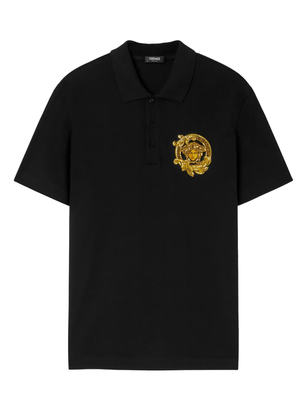 Рубашка поло с аппликацией Medusa Versace, черный
Рубашка поло с аппликацией Medusa Versace, черный