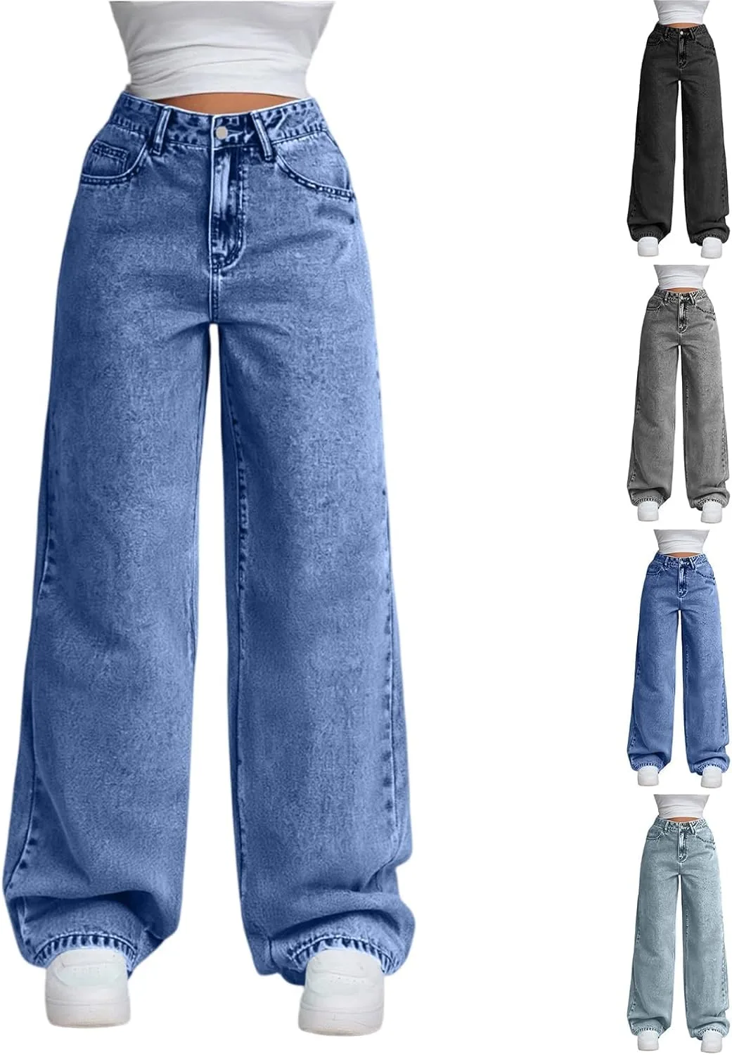 Женские джинсы wide leg с высокой посадкой и свободным кроем
Женские джинсы wide leg с высокой посадкой и свободным кроем