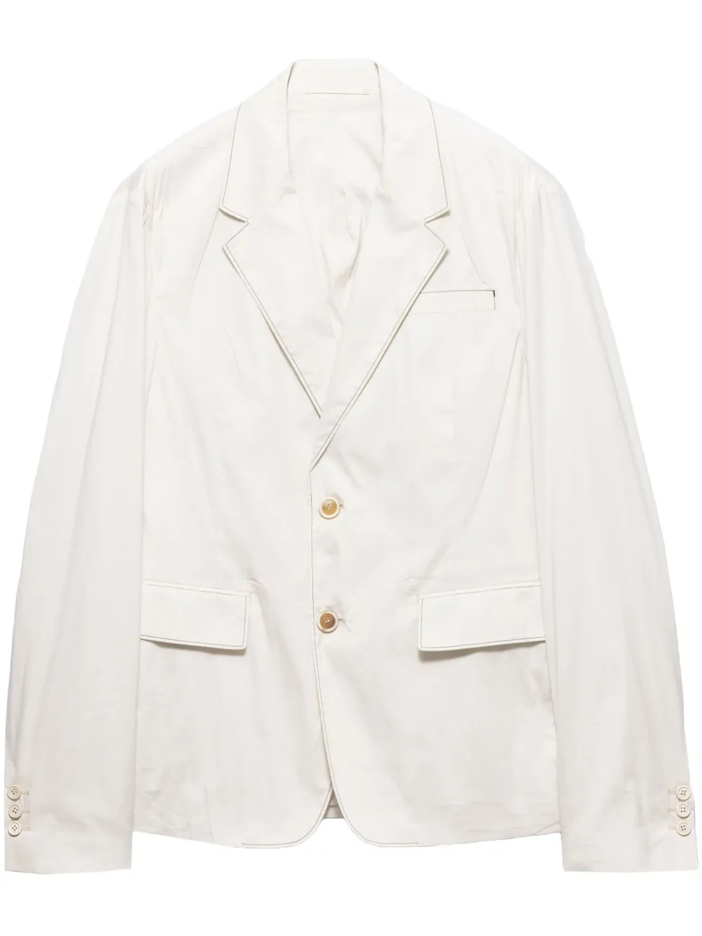 Однобортный пиджак Prada, белый
Однобортный пиджак Prada, белый