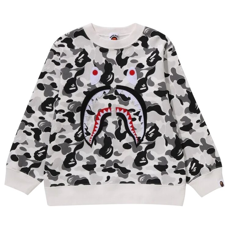 Толстовка BAPE Kids ABC Camo Shark Patch Crewneck, серый 
Толстовка BAPE Kids ABC Camo Shark Patch Crewneck, серый