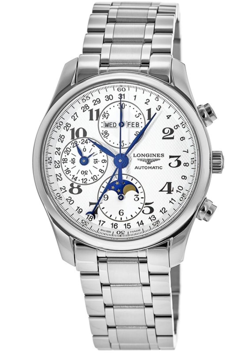 Longines Master Collection Moonphase 42 мм Серебряный хронограф циферблат стальной браслет мужские часы L2.773.4.78.6
Longines Master Collection Moonphase 42 мм Серебряный хронограф циферблат стальной браслет мужские часы L2.773.4.78.6