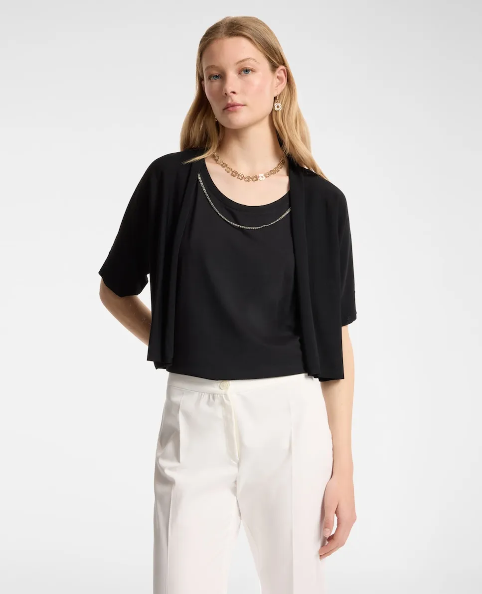 Женский вязаный болеро без застежки Elena Miró, черный 
Женский вязаный болеро без застежки Elena Miró, черный