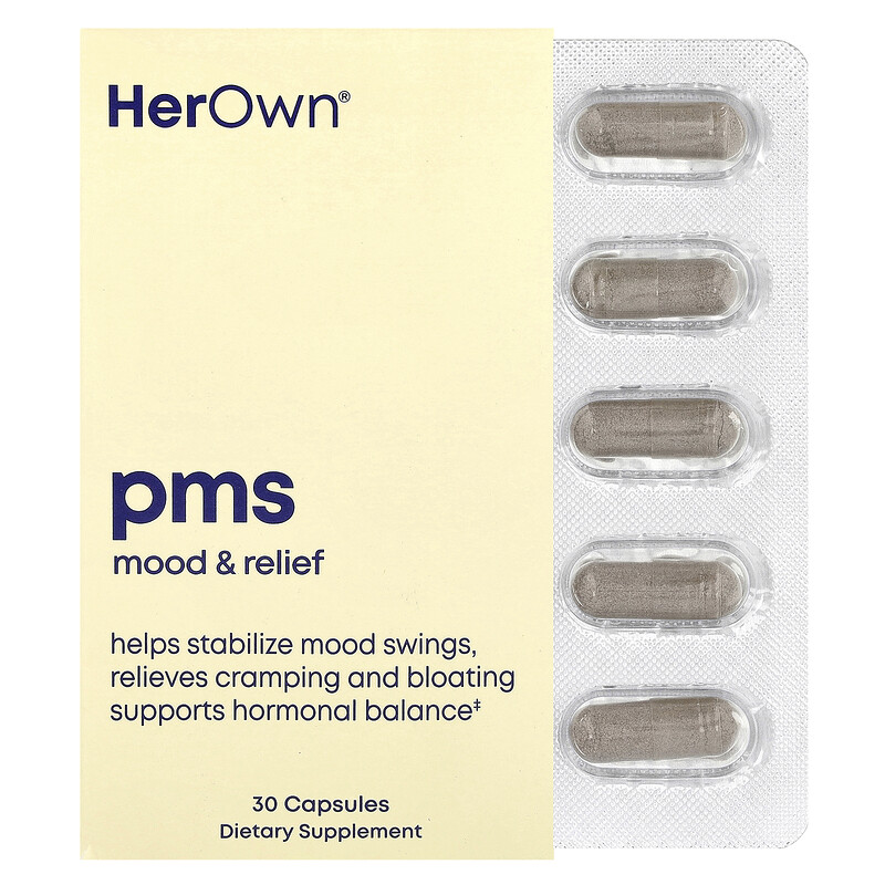Her Own, PMS, улучшение настроения, 30 капсул
Her Own, PMS, улучшение настроения, 30 капсул