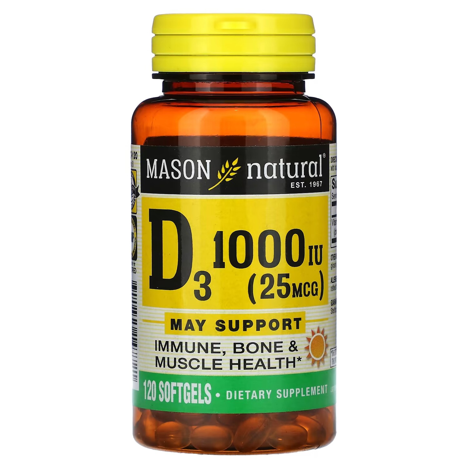 Витамин D3 Mason Natural 1000 МЕ 25 мкг, 120 таблеток
Витамин D3 Mason Natural 1000 МЕ 25 мкг, 120 таблеток