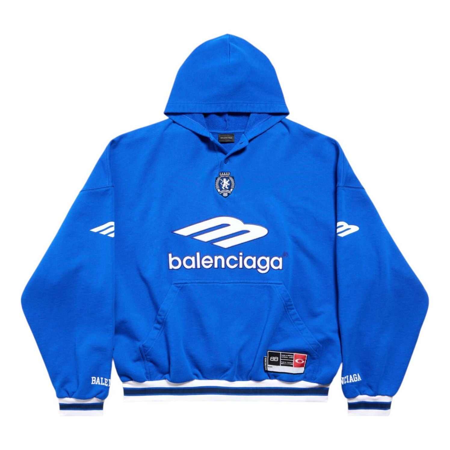 Толстовка-поло Balenciaga 3B Football Polo Hoodie, цвет «Королевский синий с белым»
Толстовка-поло Balenciaga 3B Football Polo Hoodie, цвет «Королевский синий с белым»