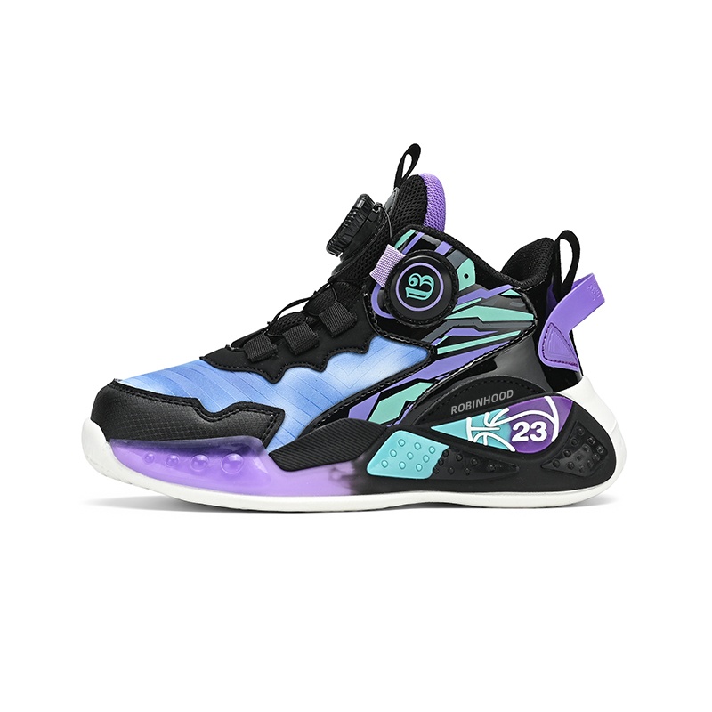Детские баскетбольные кроссовки с противоскользящим, износостойким и бесшумным амортизирующим эффектом Robinhood, черный фиолетовый
Детские баскетбольные кроссовки с противоскользящим, износостойким и бесшумным амортизирующим эффектом Robinhood, черный фиолетовый