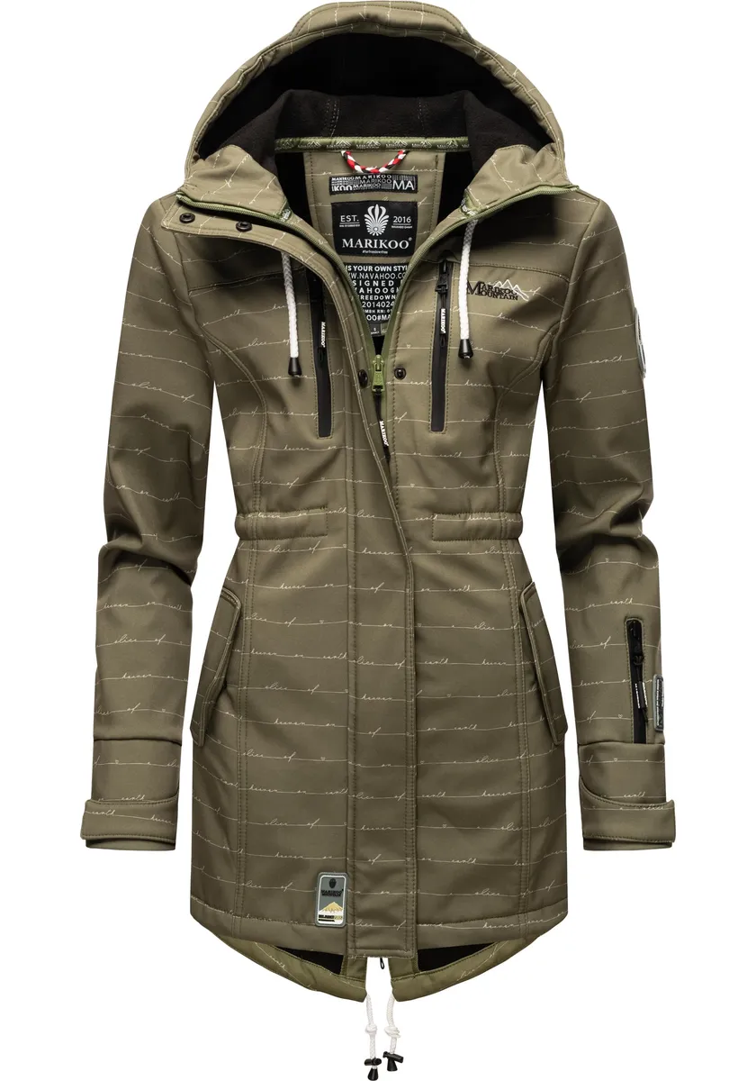Функциональное пальто Marikoo "Zimtzicke", спортивная парка из софтшелла с капюшоном, зеленый 
Функциональное пальто Marikoo "Zimtzicke", спортивная парка из софтшелла с капюшоном, зеленый