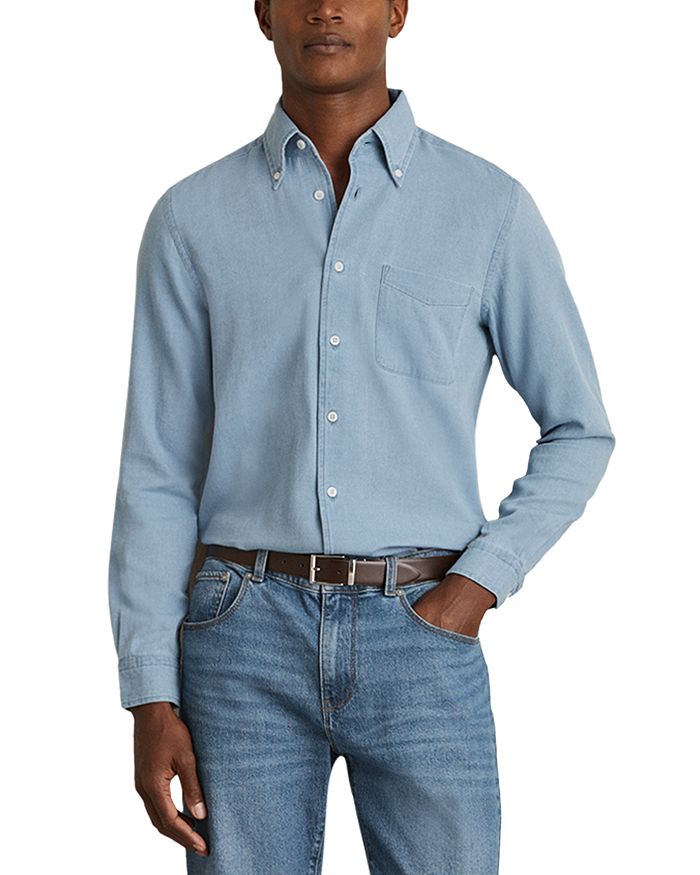 Минья Рубашка на пуговицах из пике-джерси в клетку REISS, синий
Минья Рубашка на пуговицах из пике-джерси в клетку REISS, синий