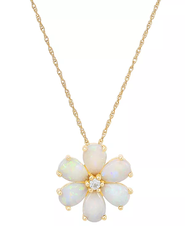 Ожерелье с подвеской в виде цветка длиной 18 дюймов из 14-каратного золота с опалом (1-1/2 карата) и бриллиантом (1/20 карата) Macy'S, opal
Ожерелье с подвеской в виде цветка длиной 18 дюймов из 14-каратного золота с опалом (1-1/2 карата) и бриллиантом (1/20 карата) Macy'S, opal