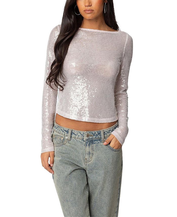 Прозрачный топ с вырезом-лодочкой из пайеток Edikted, слоновая кость/кремовый
Прозрачный топ с вырезом-лодочкой из пайеток Edikted, слоновая кость/кремовый