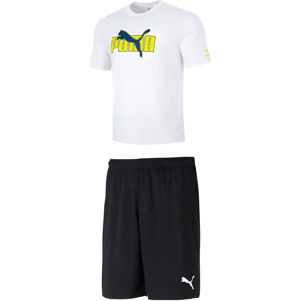 Повседневный спортивный мужской комплект: белый топ и черные шорты Puma, белый
Повседневный спортивный мужской комплект: белый топ и черные шорты Puma, белый