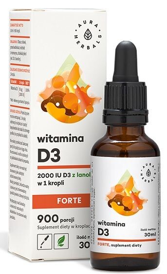 Жидкий витамин D3 Aura Herbals Witamina D3 Forte Krople, 30 мл
Жидкий витамин D3 Aura Herbals Witamina D3 Forte Krople, 30 мл
