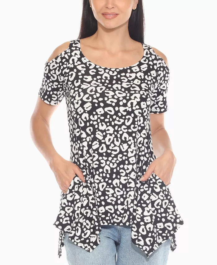 Женский топ с открытыми плечами и короткими рукавами с леопардовым принтом White Mark, черный
Женский топ с открытыми плечами и короткими рукавами с леопардовым принтом White Mark, черный