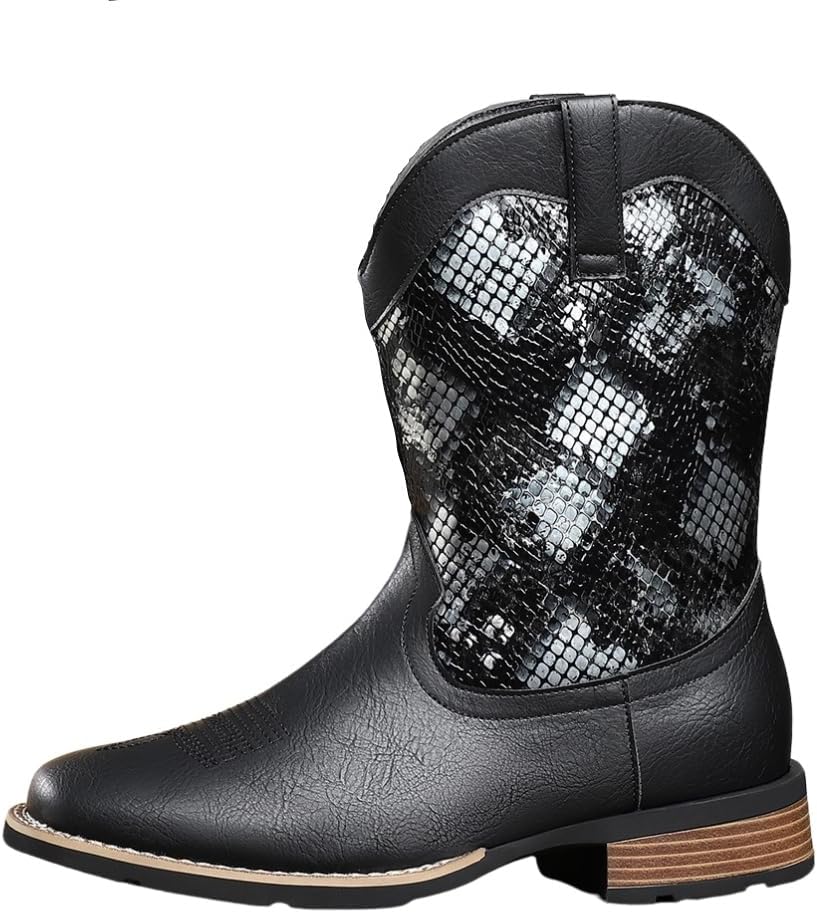 Мужские ковбойские сапоги Gnvkxeu в западном стиле с узором под змею, черно-серой кожей, высокими каблуками, квадратным носком и длиной до икры
Мужские ковбойские сапоги Gnvkxeu в западном стиле с узором под змею, черно-серой кожей, высокими каблуками, квадратным носком и длиной до икры