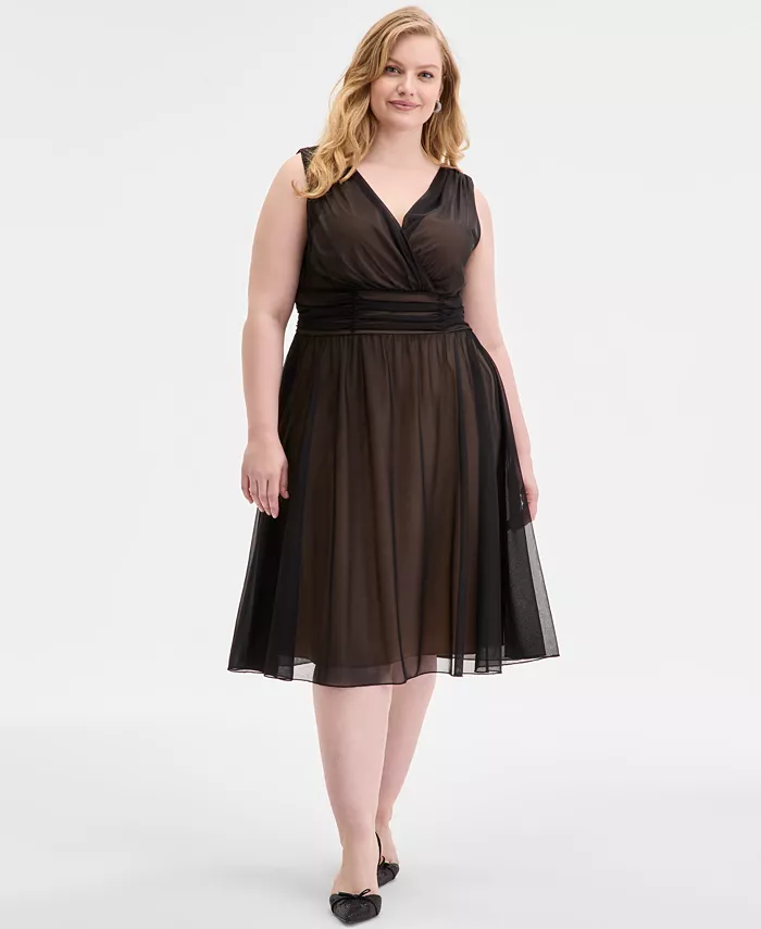 Платье миди без рукавов большого размера из шифона Connected, черный
Платье миди без рукавов большого размера из шифона Connected, черный