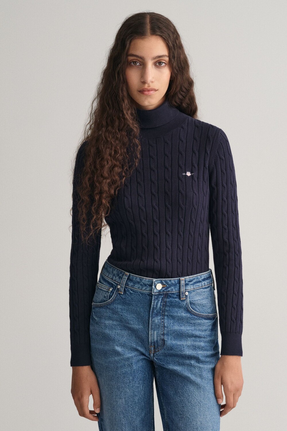 Толстовка Gant из хлопка жёсткой вязки с водолазкой и стрейчем GANT, синий 
Толстовка Gant из хлопка жёсткой вязки с водолазкой и стрейчем GANT, синий