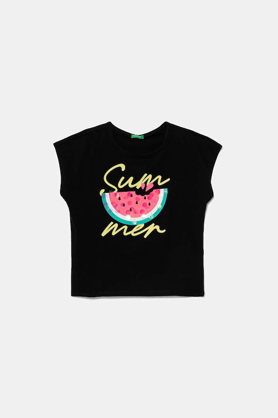 Детская хлопковая футболка United Colors Of Benetton, черный 
Детская хлопковая футболка United Colors Of Benetton, черный