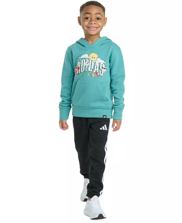 Детский комплект для мальчиков: толстовка с капюшоном и длинными рукавами с принтом и брюки-джоггеры, 2 предмета adidas, синий
Детский комплект для мальчиков: толстовка с капюшоном и длинными рукавами с принтом и брюки-джоггеры, 2 предмета adidas, синий
