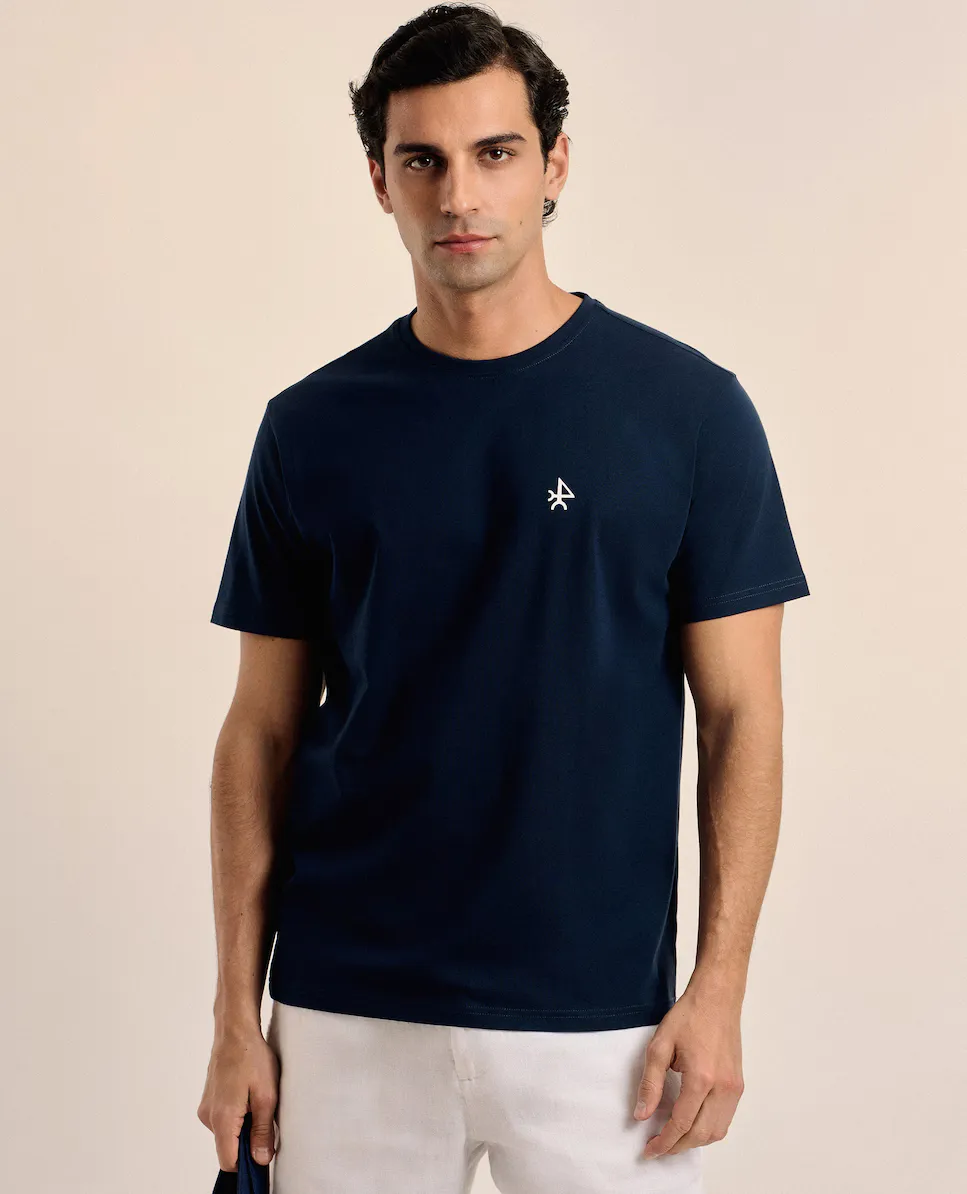 Классическая мужская футболка с коротким рукавом и принтом Valecuatro, темно-синий 
Классическая мужская футболка с коротким рукавом и принтом Valecuatro, темно-синий