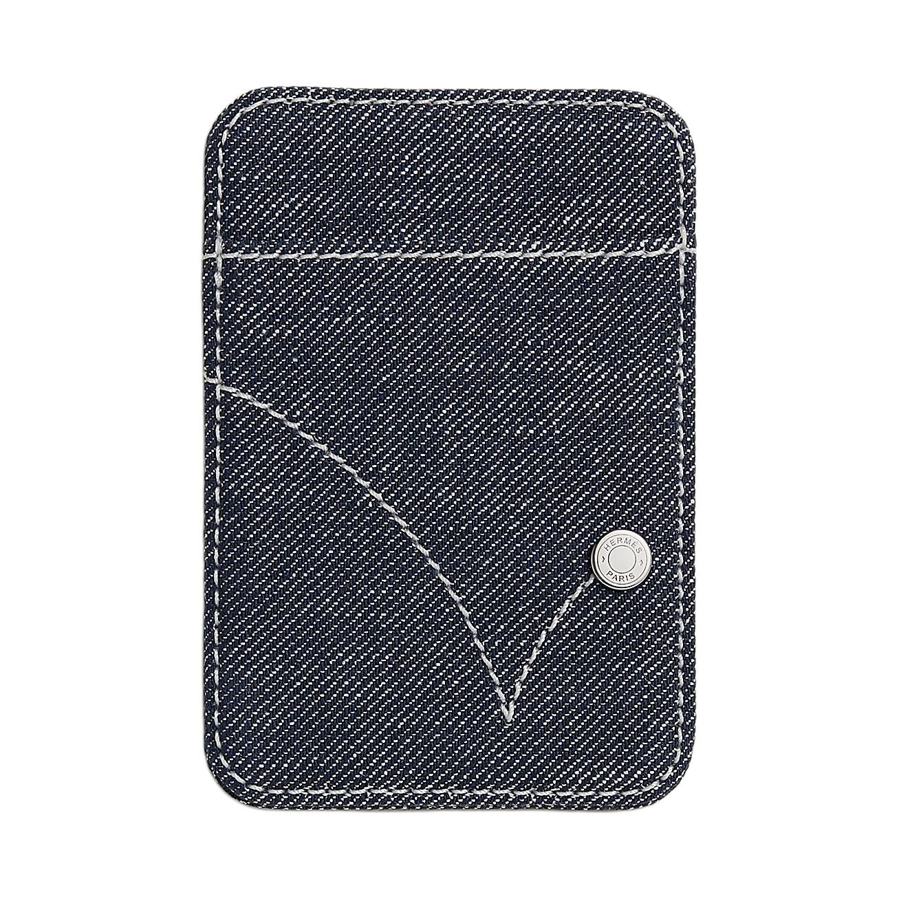 HERMES Магнитный джинсовый картхолдер унисекс индиго и белый
HERMES Магнитный джинсовый картхолдер унисекс индиго и белый