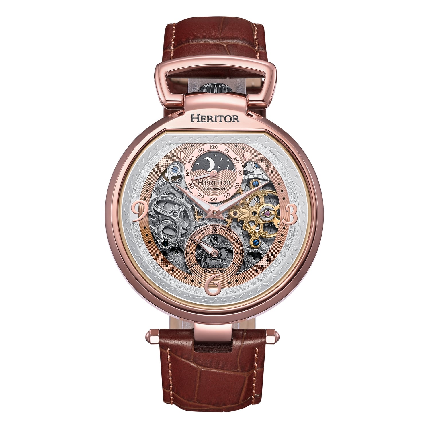 Часы-скелетоны Lincoln с кожаным ремешком и фазами Луны Heritor Automatic, коричневый
Часы-скелетоны Lincoln с кожаным ремешком и фазами Луны Heritor Automatic, коричневый