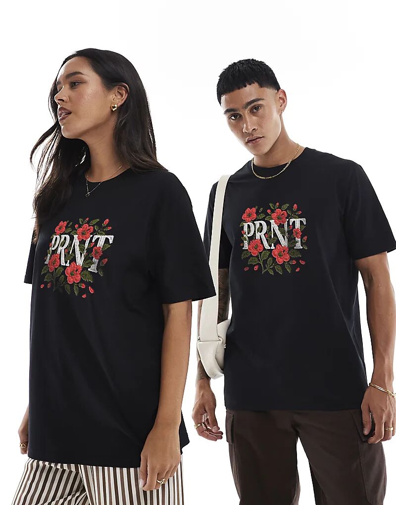 Футболка с цветочным принтом PRNT черного цвета
Футболка с цветочным принтом PRNT черного цвета