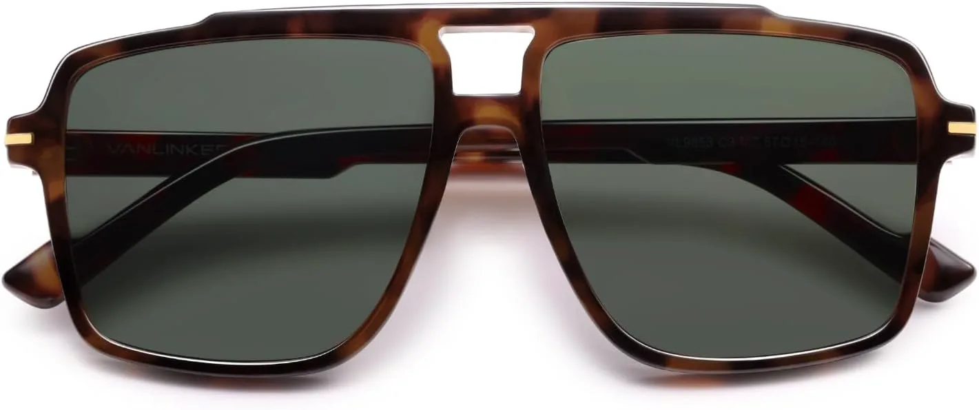 Поляризованные модные солнцезащитные очки-авиаторы VANLINKER большого размера для женщин и мужчин, модель 2025, ретро-стиль VL9853, Tortosie Frame Green Lens
Поляризованные модные солнцезащитные очки-авиаторы VANLINKER большого размера для женщин и мужчин, модель 2025, ретро-стиль VL9853, Tortosie Frame Green Lens