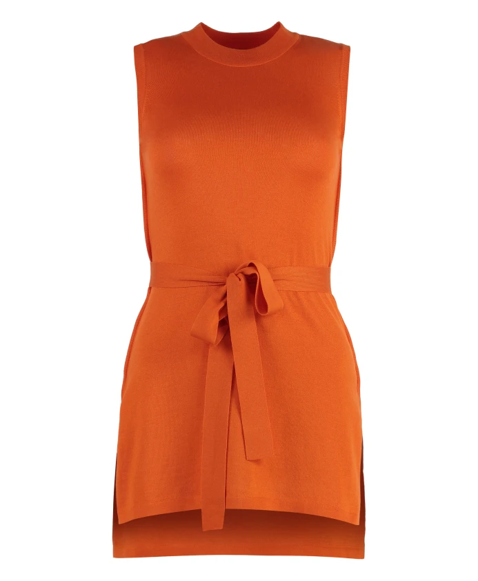 Платье из шелково-хлопкового трикотажа с поясом Malo, оранжевый
Платье из шелково-хлопкового трикотажа с поясом Malo, оранжевый