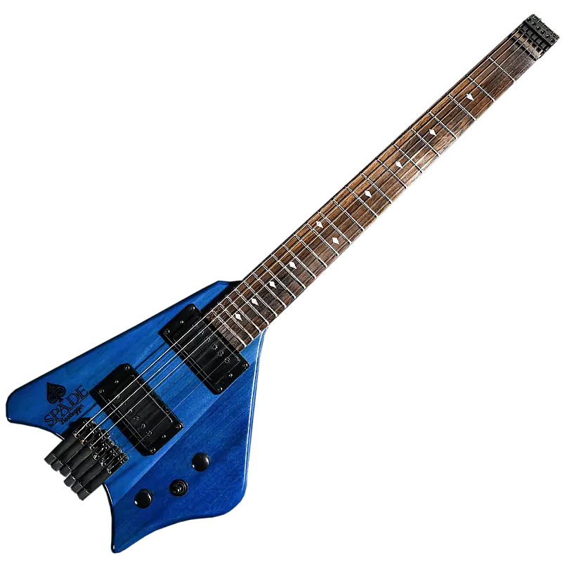 Электрогитара BootLegger Guitar Spade Gibson Scale 24.75 Headless Guitar With Case 2022 Blue Clear