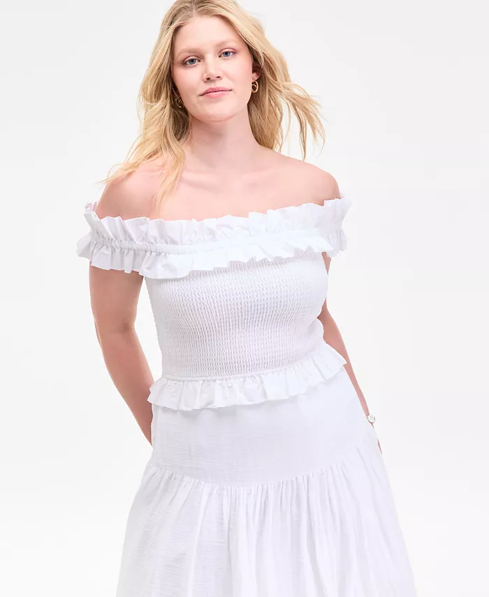 Женский топ с открытыми плечами и сборкой On 34th, белый
Женский топ с открытыми плечами и сборкой On 34th, белый