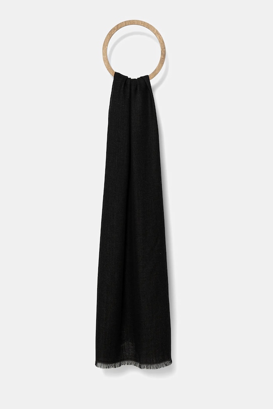 Шерстяной шарф с добавлением шерсти Boss, черный 
Шерстяной шарф с добавлением шерсти Boss, черный