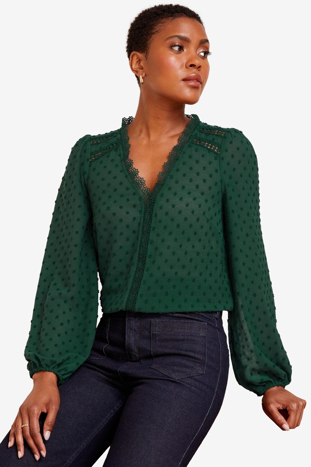 Блузка с V образным вырезом и кружевной отделкой из ткани «добби» Love & Roses, зеленый
Блузка с V образным вырезом и кружевной отделкой из ткани «добби» Love & Roses, зеленый