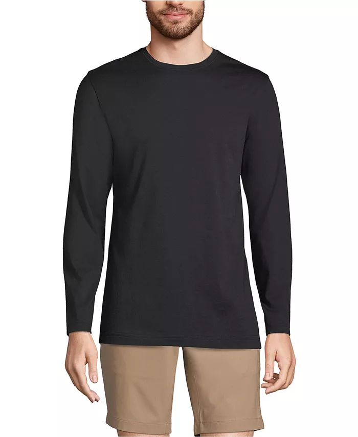 Мужская хлопковая футболка с длинным рукавом из Supima Lands' End, черный
Мужская хлопковая футболка с длинным рукавом из Supima Lands' End, черный