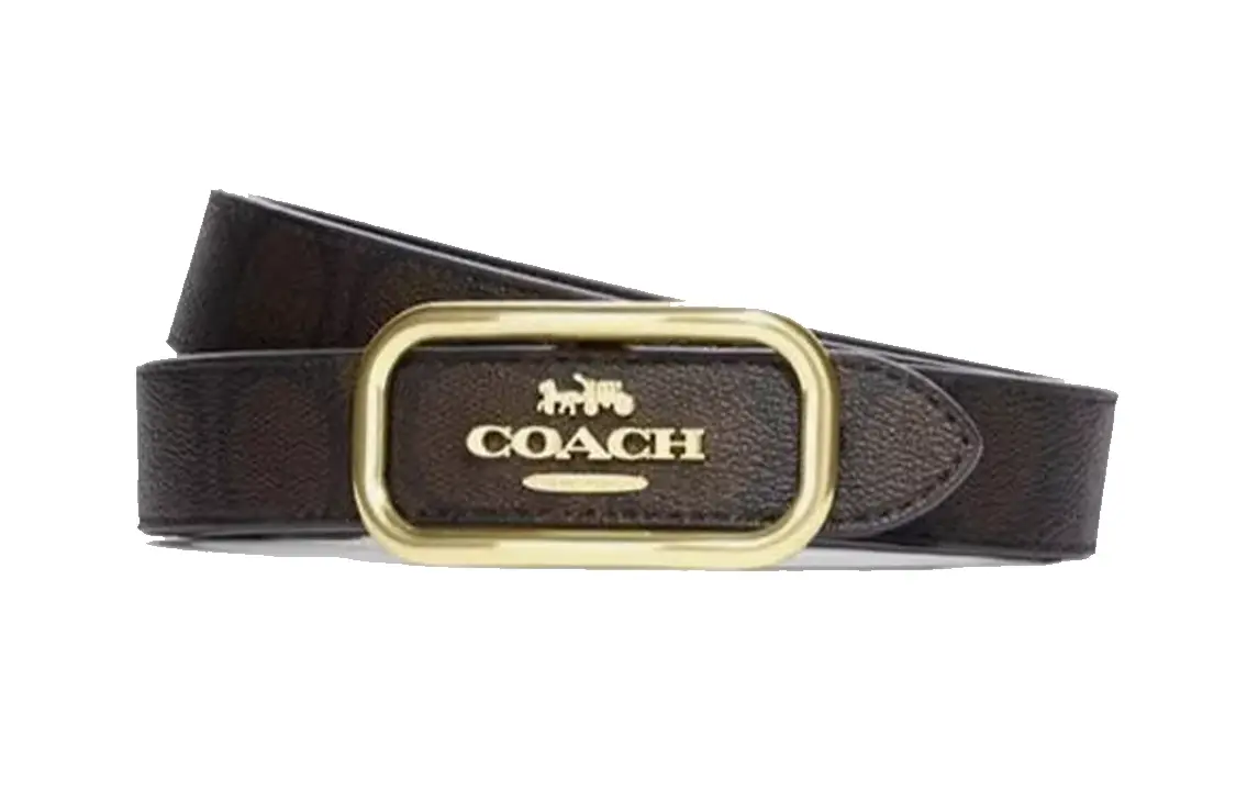 Женский ремень Coach кожаный с золотой пряжкой, черный/коричневый
Женский ремень Coach кожаный с золотой пряжкой, черный/коричневый