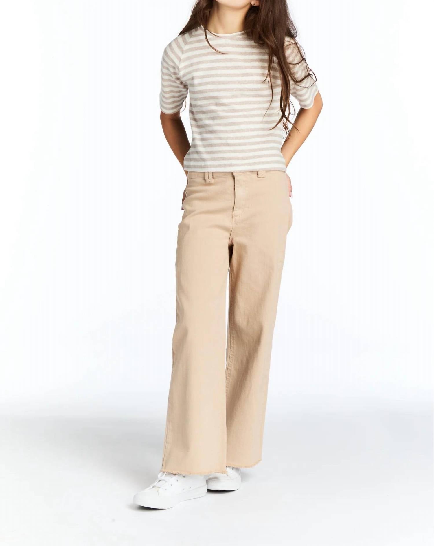 Девчачьи укороченные джинсы с высокой посадкой, прямым кроем и широкими штанинами цвета хаки Tractr
Девчачьи укороченные джинсы с высокой посадкой, прямым кроем и широкими штанинами цвета хаки Tractr