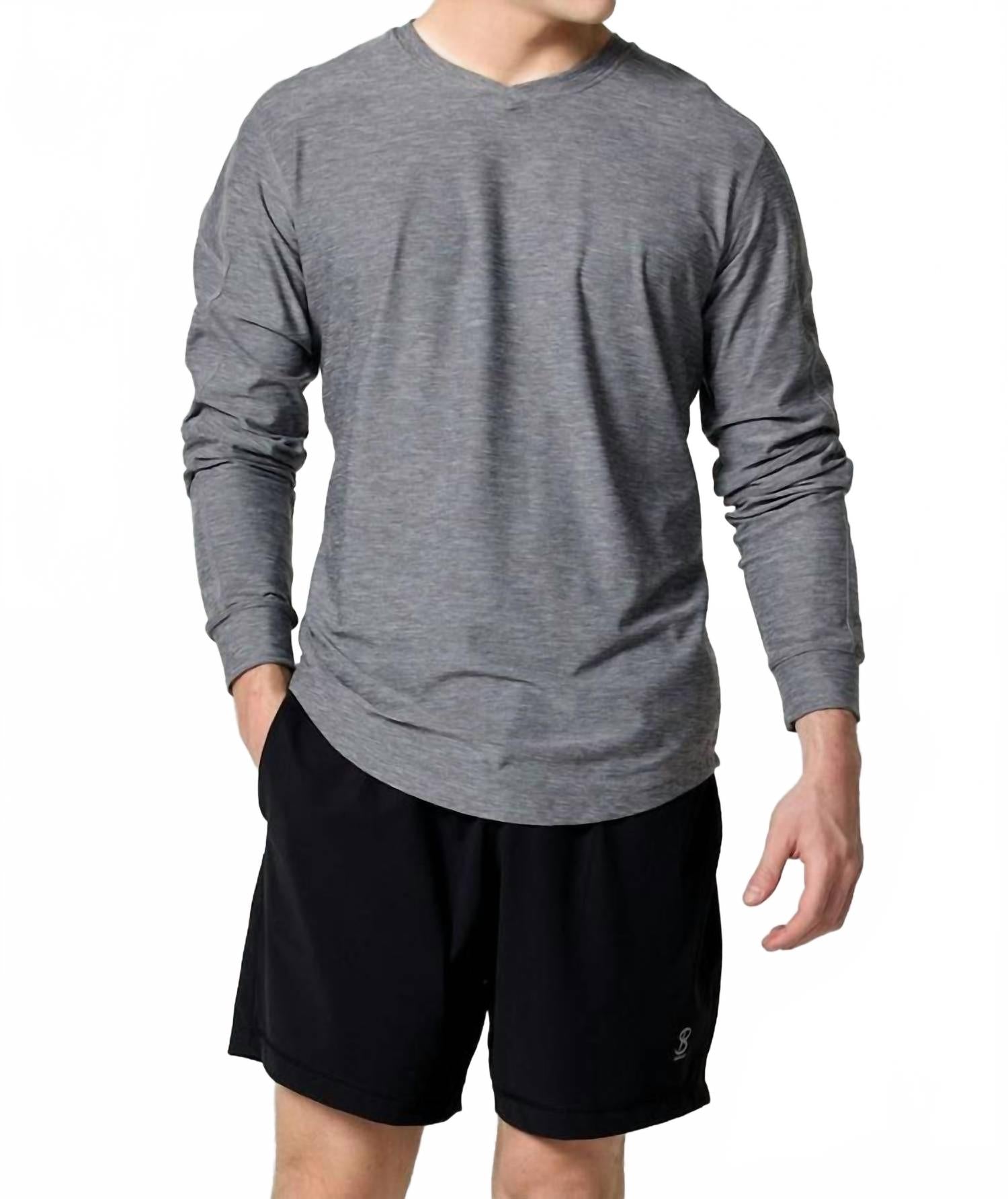 Мужская классическая футболка с длинным рукавом в сером меланже Sofibella, серый
Мужская классическая футболка с длинным рукавом в сером меланже Sofibella, серый