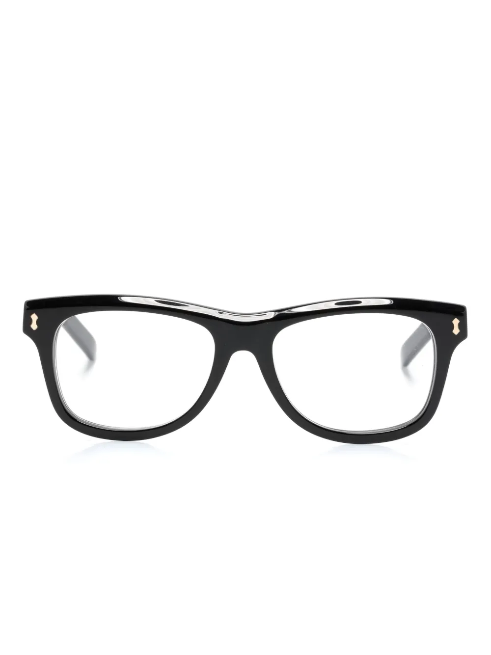 Очки в квадратной оправе с тисненым логотипом Gucci Eyewear, черный 
Очки в квадратной оправе с тисненым логотипом Gucci Eyewear, черный