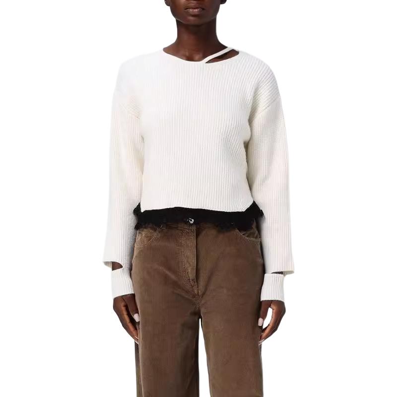 Футболка PINKO с кружевным подолом и вырезами, белая
Футболка PINKO с кружевным подолом и вырезами, белая