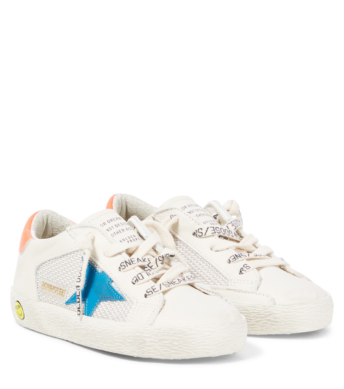 Кожаные кроссовки Super-Star Golden Goose Kids, White/Light Blue/Orange Fluo
Кожаные кроссовки Super-Star Golden Goose Kids, White/Light Blue/Orange Fluo