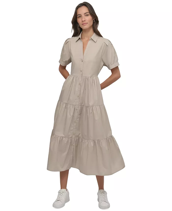 DKNY Женское платье-рубашка с пышными рукавами и ярусами DKNY Jeans, коричневый
DKNY Женское платье-рубашка с пышными рукавами и ярусами DKNY Jeans, коричневый