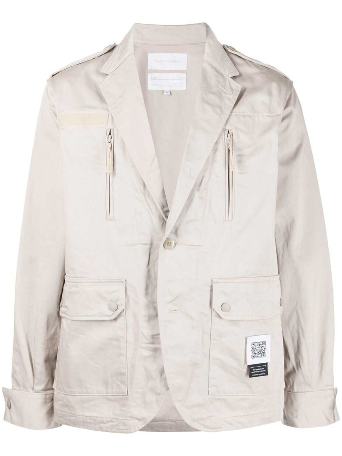 Однобортный пиджак с карманами Fumito Ganryu, серый
Однобортный пиджак с карманами Fumito Ganryu, серый