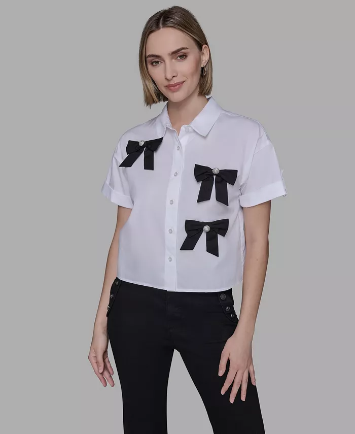 Топ с короткими рукавами и бантом, P/XS-XL Karl Lagerfeld Paris, белый
Топ с короткими рукавами и бантом, P/XS-XL Karl Lagerfeld Paris, белый