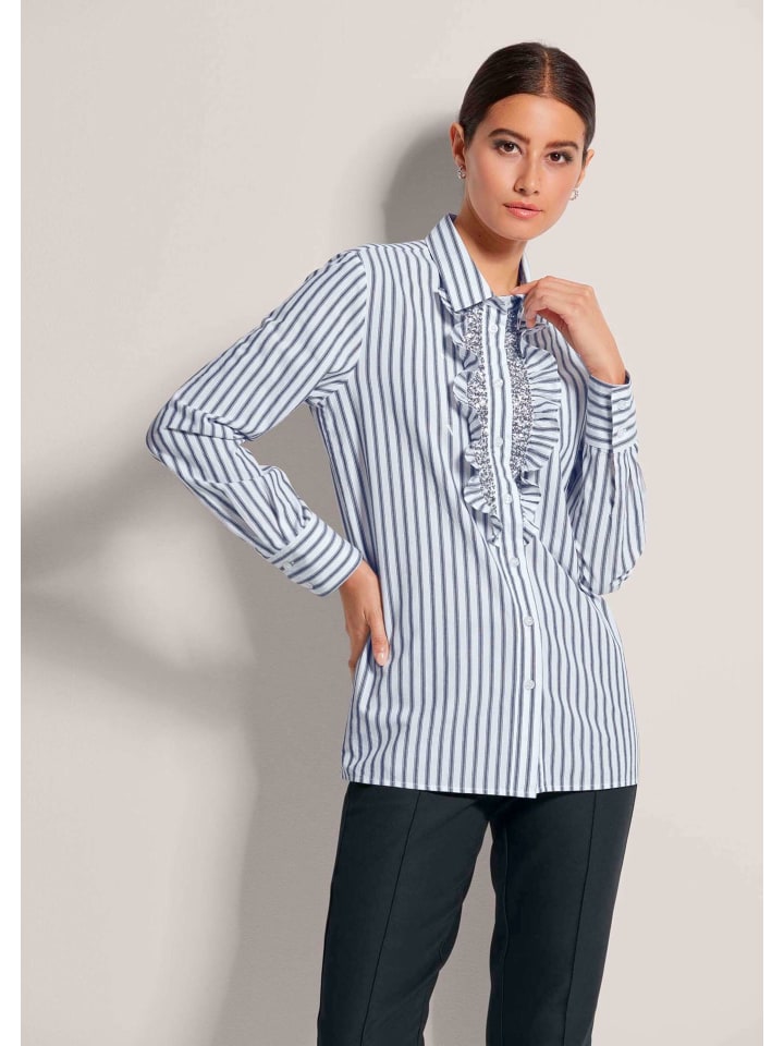 MADELEINE Полосатая блузка с оборками и блестящими акцентами в сине-белой гамме
MADELEINE Полосатая блузка с оборками и блестящими акцентами в сине-белой гамме