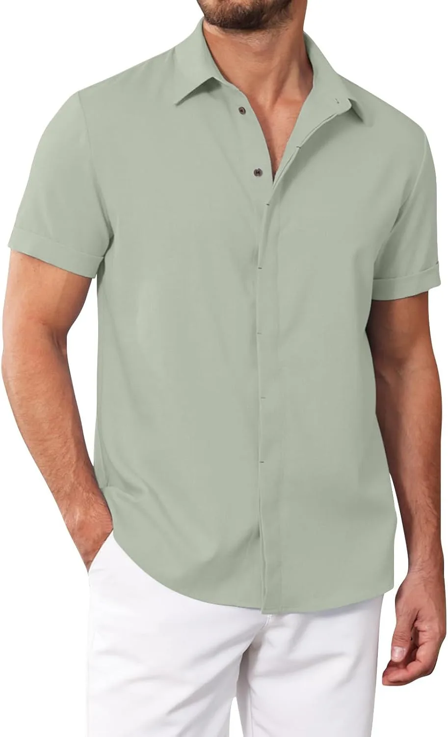 Хлопковая льняная рубашка для мужчин с коротким рукавом
Хлопковая льняная рубашка для мужчин с коротким рукавом