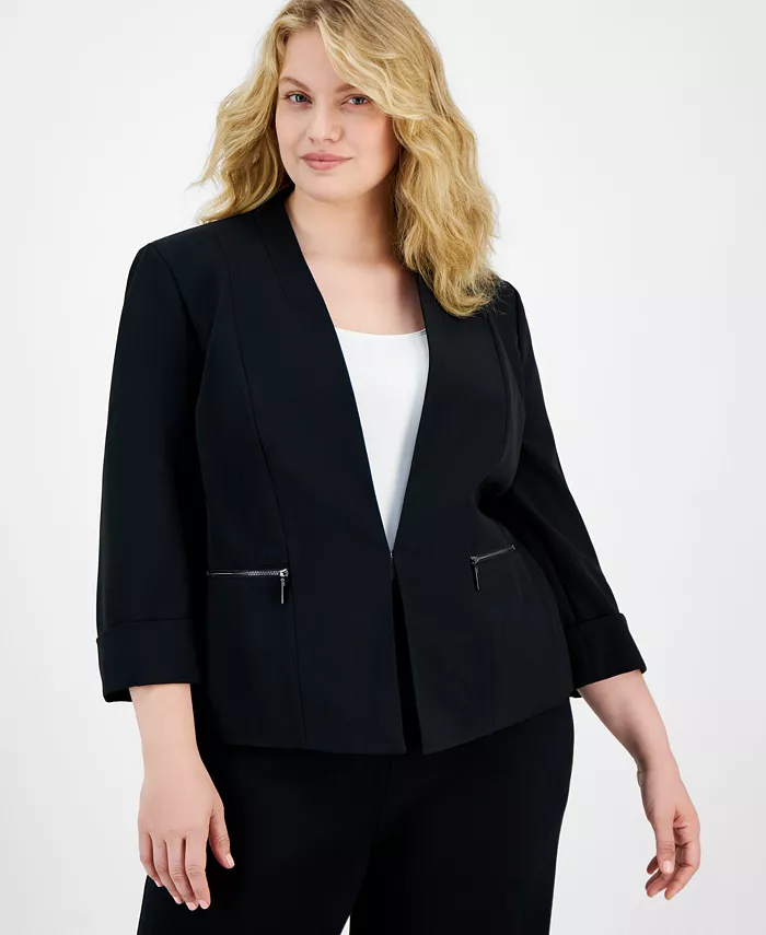 Блейзер без воротника с рукавами 3/4 больших размеров Kasper, черный
Блейзер без воротника с рукавами 3/4 больших размеров Kasper, черный