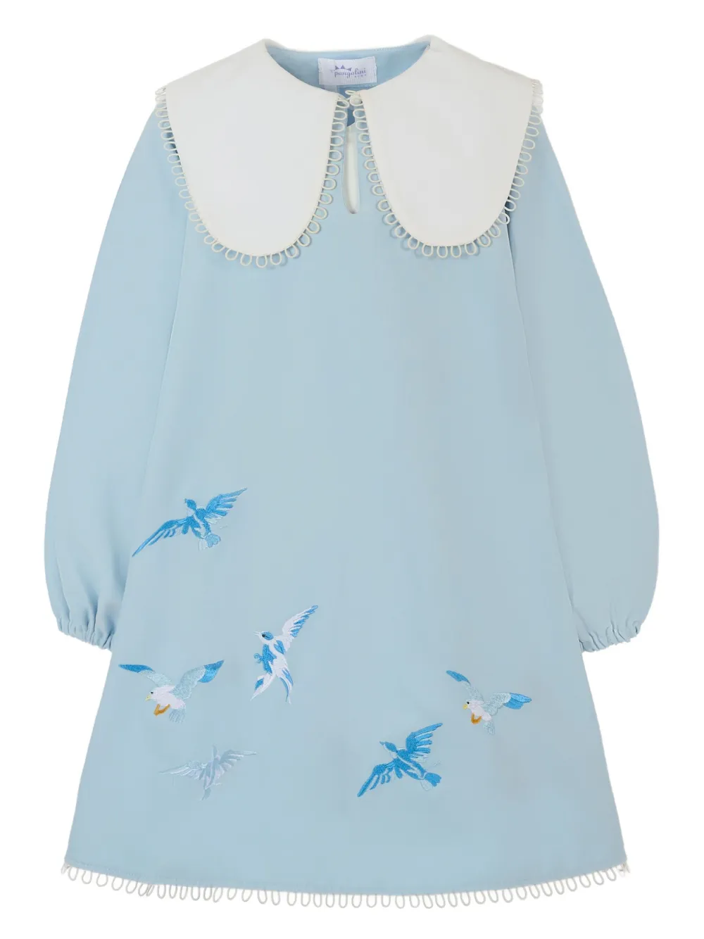 Платье с вышитым рисунком «Полет птиц» и воротником Питер Пэн Pangolini Kids, синий 
Платье с вышитым рисунком «Полет птиц» и воротником Питер Пэн Pangolini Kids, синий